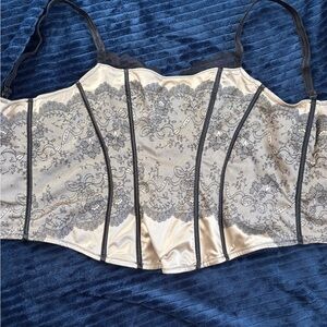 Chantelle Black and Cream Lace Bustier Top